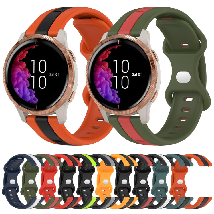 For Garmin Venu 20mm Butterfly Buckle Two-Color Silicone Watch Band