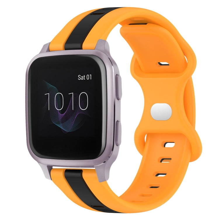 For Garmin Venu SQ 20mm Butterfly Buckle Two-Color Silicone Watch Band