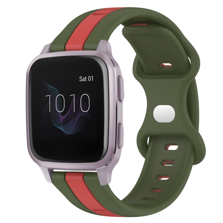For Garmin Venu SQ 20mm Butterfly Buckle Two-Color Silicone Watch Band