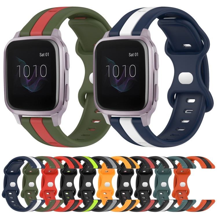 For Garmin Venu SQ 20mm Butterfly Buckle Two-Color Silicone Watch Band