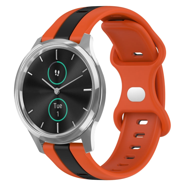 For Garminmove Luxe 20mm Butterfly Buckle Two-Color Silicone Watch Band