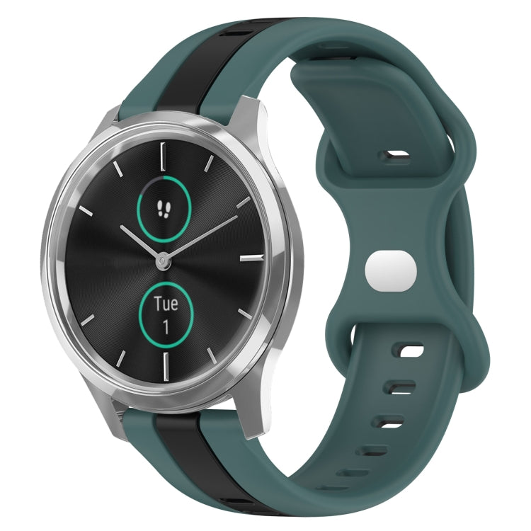 For Garminmove Luxe 20mm Butterfly Buckle Two-Color Silicone Watch Band