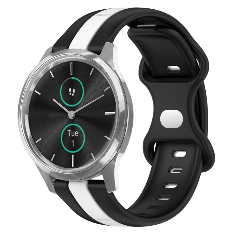 For Garminmove Luxe 20mm Butterfly Buckle Two-Color Silicone Watch Band