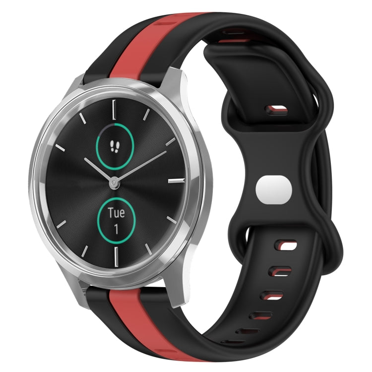 For Garminmove Luxe 20mm Butterfly Buckle Two-Color Silicone Watch Band