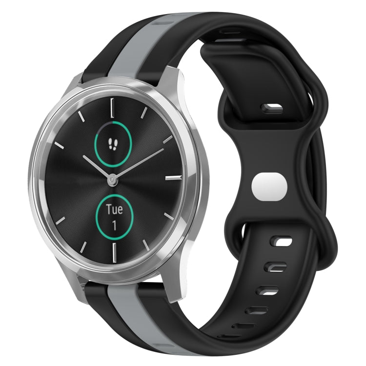 For Garminmove Luxe 20mm Butterfly Buckle Two-Color Silicone Watch Band