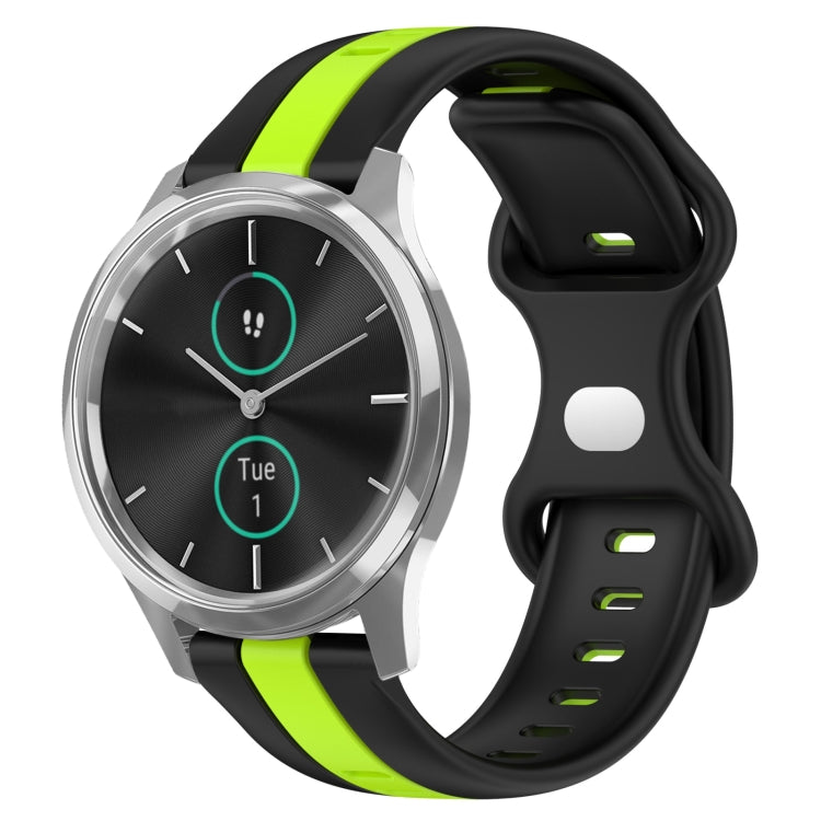 For Garminmove Luxe 20mm Butterfly Buckle Two-Color Silicone Watch Band