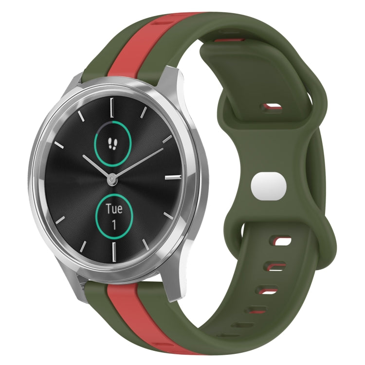 For Garminmove Luxe 20mm Butterfly Buckle Two-Color Silicone Watch Band