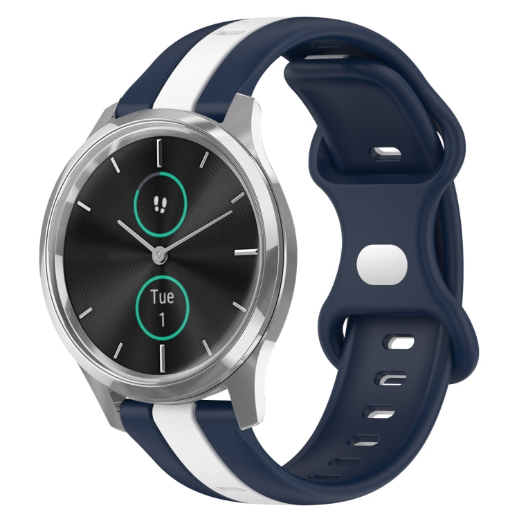 For Garminmove Luxe 20mm Butterfly Buckle Two-Color Silicone Watch Band
