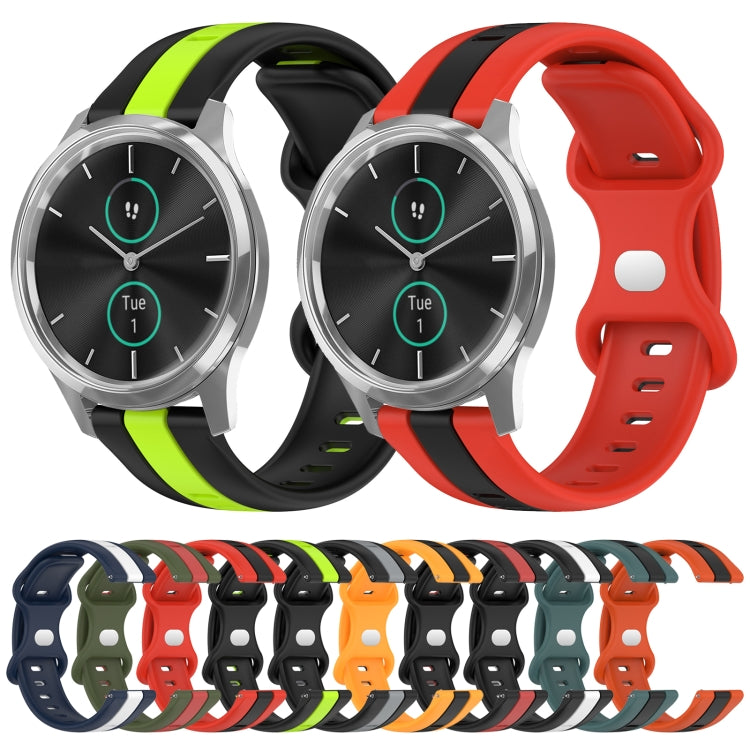 For Garminmove Luxe 20mm Butterfly Buckle Two-Color Silicone Watch Band