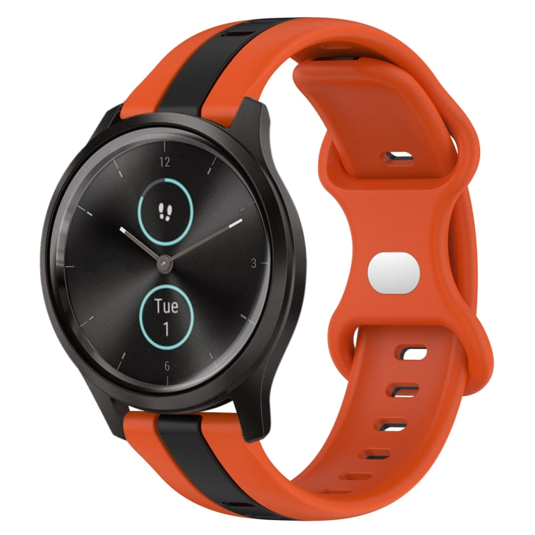 For Garmin Garminmove Style 20mm Butterfly Buckle Two-Color Silicone Watch Band