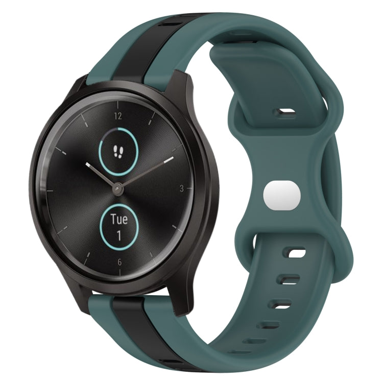 For Garmin Garminmove Style 20mm Butterfly Buckle Two-Color Silicone Watch Band