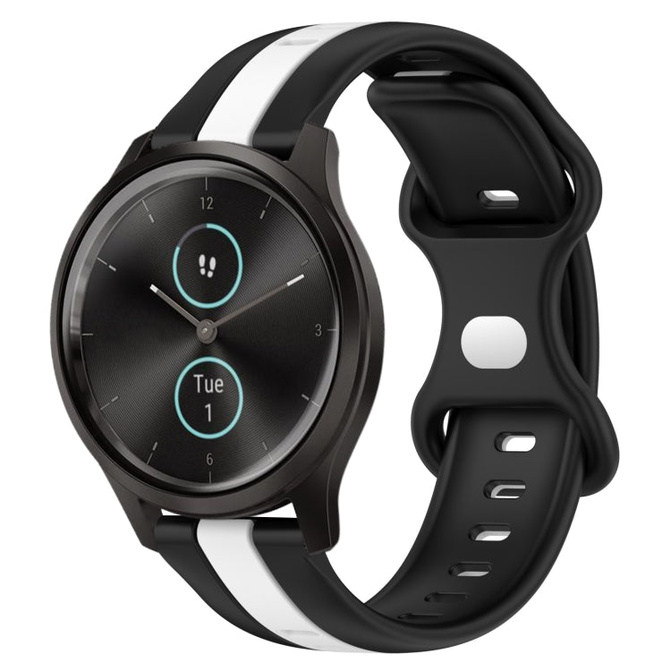For Garmin Garminmove Style 20mm Butterfly Buckle Two-Color Silicone Watch Band