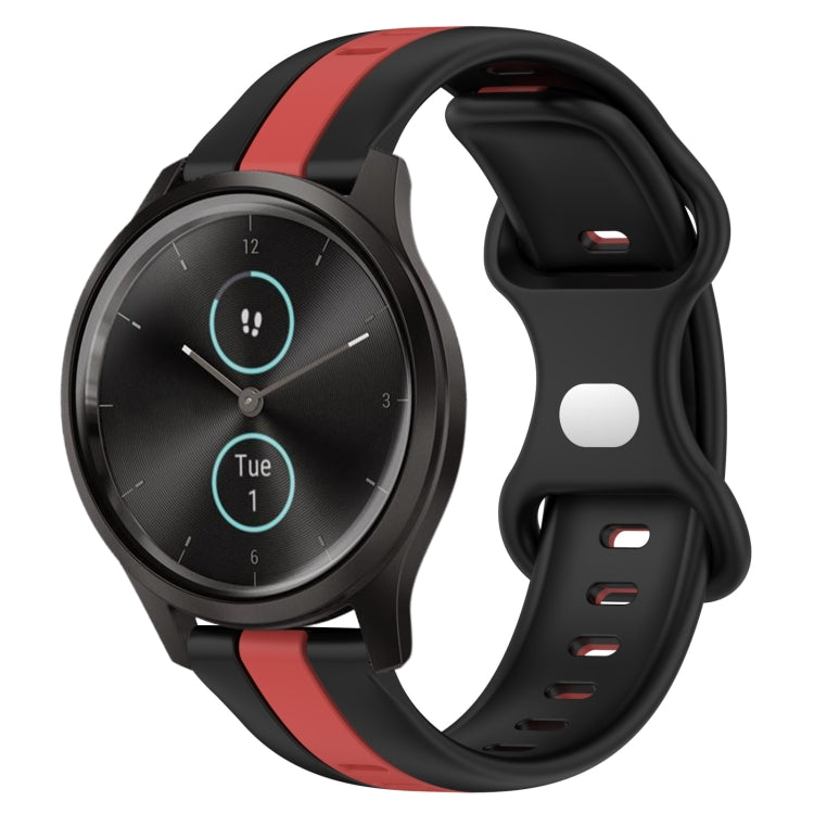 For Garmin Garminmove Style 20mm Butterfly Buckle Two-Color Silicone Watch Band