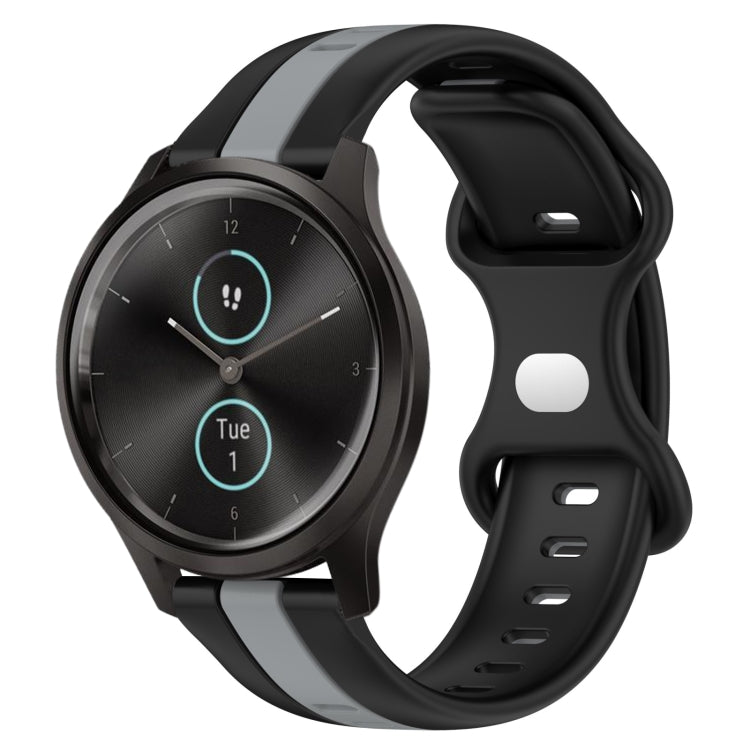 For Garmin Garminmove Style 20mm Butterfly Buckle Two-Color Silicone Watch Band