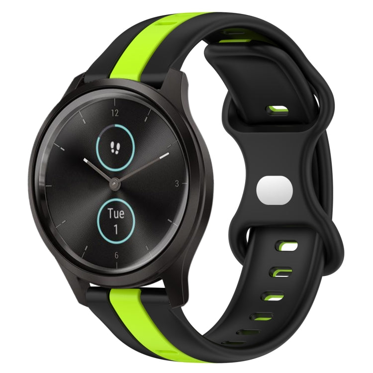 For Garmin Garminmove Style 20mm Butterfly Buckle Two-Color Silicone Watch Band