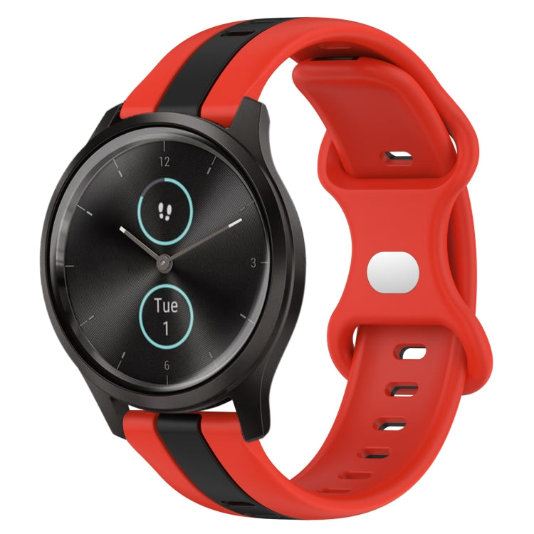 For Garmin Garminmove Style 20mm Butterfly Buckle Two-Color Silicone Watch Band