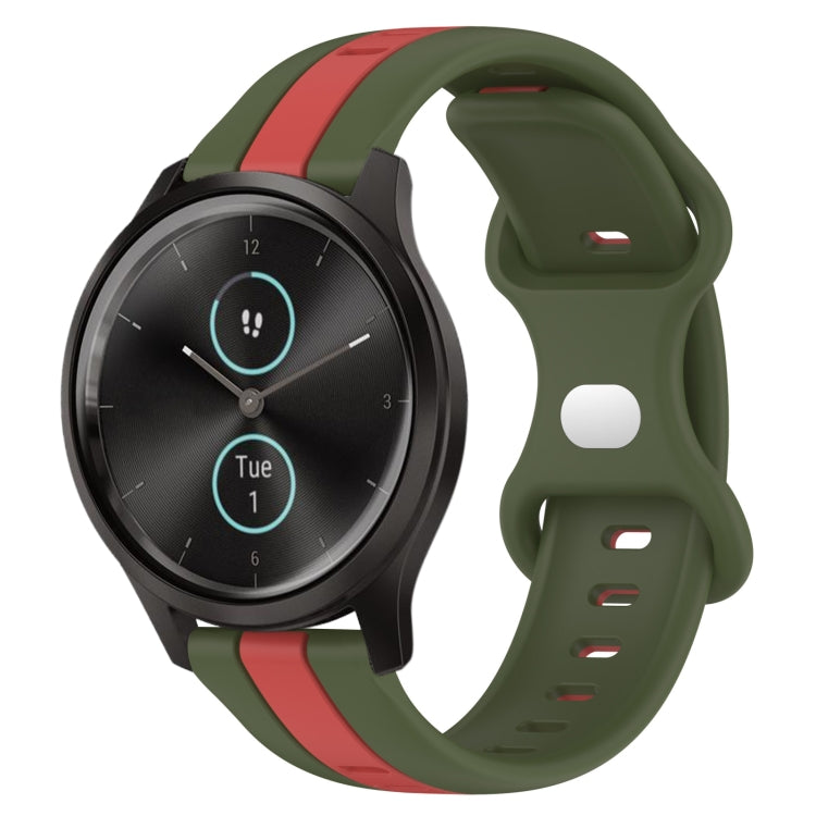 For Garmin Garminmove Style 20mm Butterfly Buckle Two-Color Silicone Watch Band