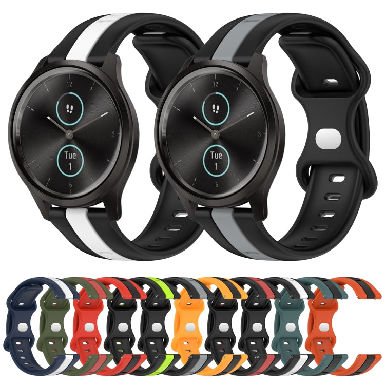 For Garmin Garminmove Style 20mm Butterfly Buckle Two-Color Silicone Watch Band