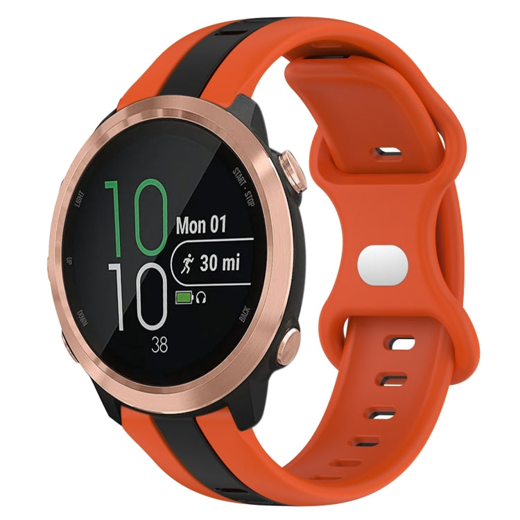 For Garmin Forerunner 645 Music 20mm Butterfly Buckle Two-Color Silicone Watch Band