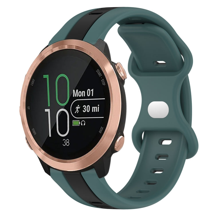 For Garmin Forerunner 645 Music 20mm Butterfly Buckle Two-Color Silicone Watch Band
