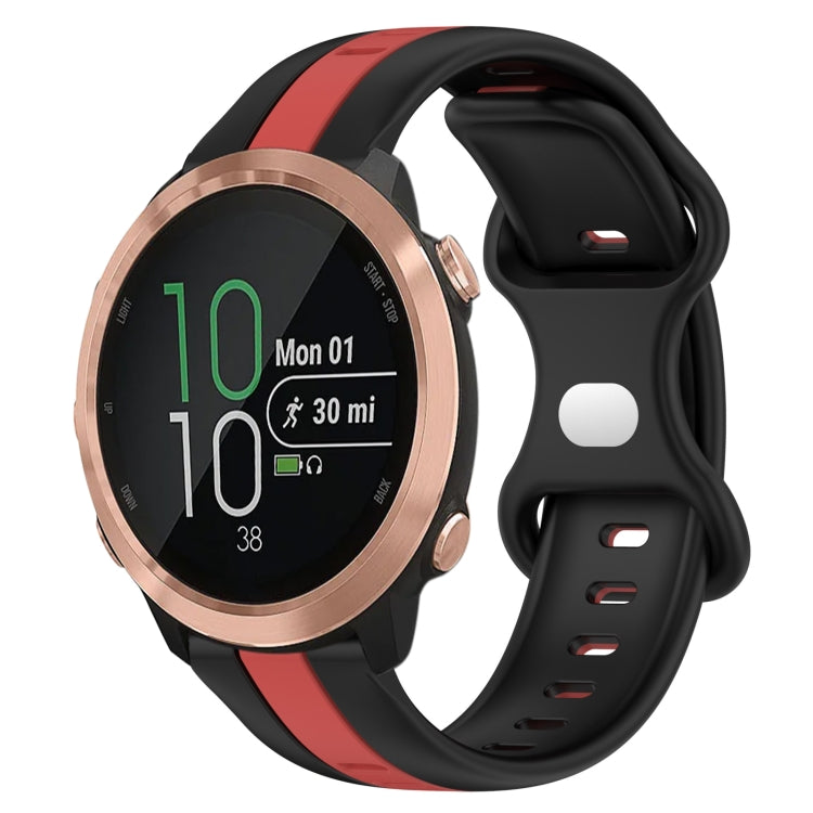 For Garmin Forerunner 645 Music 20mm Butterfly Buckle Two-Color Silicone Watch Band