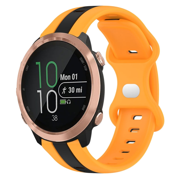 For Garmin Forerunner 645 Music 20mm Butterfly Buckle Two-Color Silicone Watch Band