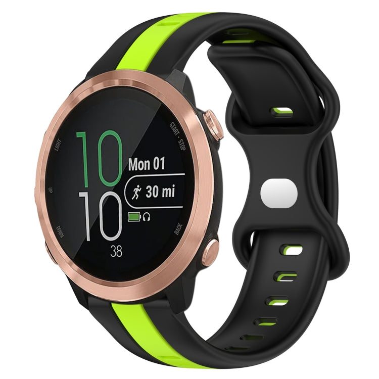For Garmin Forerunner 645 Music 20mm Butterfly Buckle Two-Color Silicone Watch Band