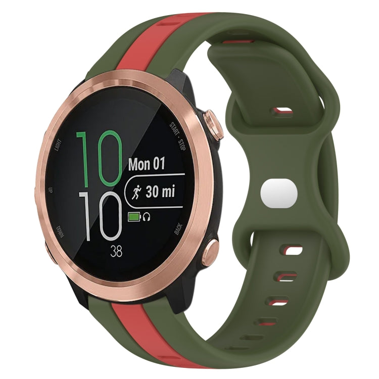 For Garmin Forerunner 645 Music 20mm Butterfly Buckle Two-Color Silicone Watch Band