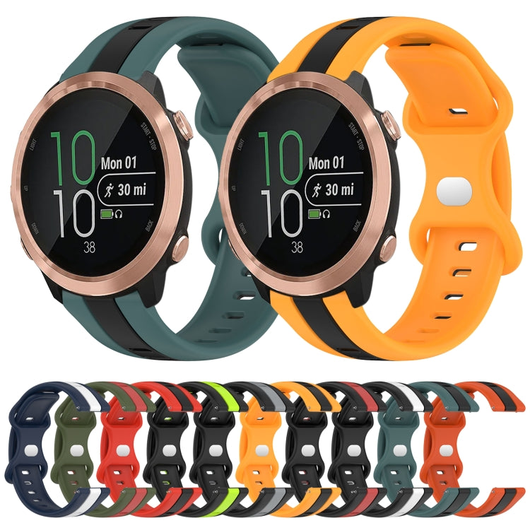 For Garmin Forerunner 645 Music 20mm Butterfly Buckle Two-Color Silicone Watch Band