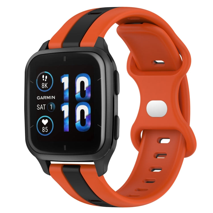 For Garmin Forerunner Sq2 20mm Butterfly Buckle Two-Color Silicone Watch Band