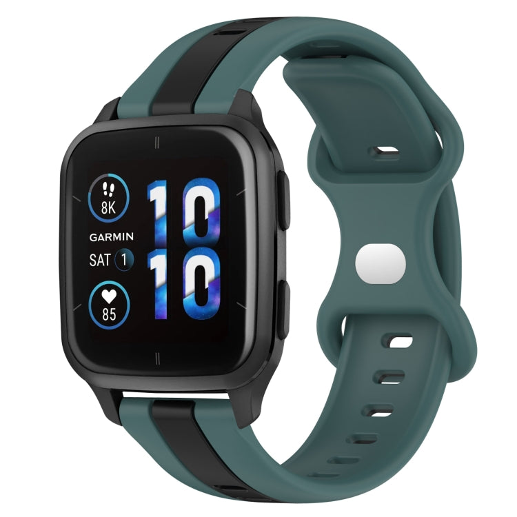 For Garmin Forerunner Sq2 20mm Butterfly Buckle Two-Color Silicone Watch Band