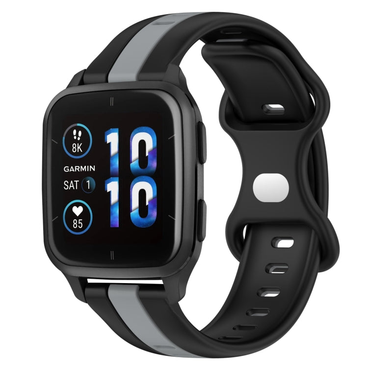 For Garmin Forerunner Sq2 20mm Butterfly Buckle Two-Color Silicone Watch Band