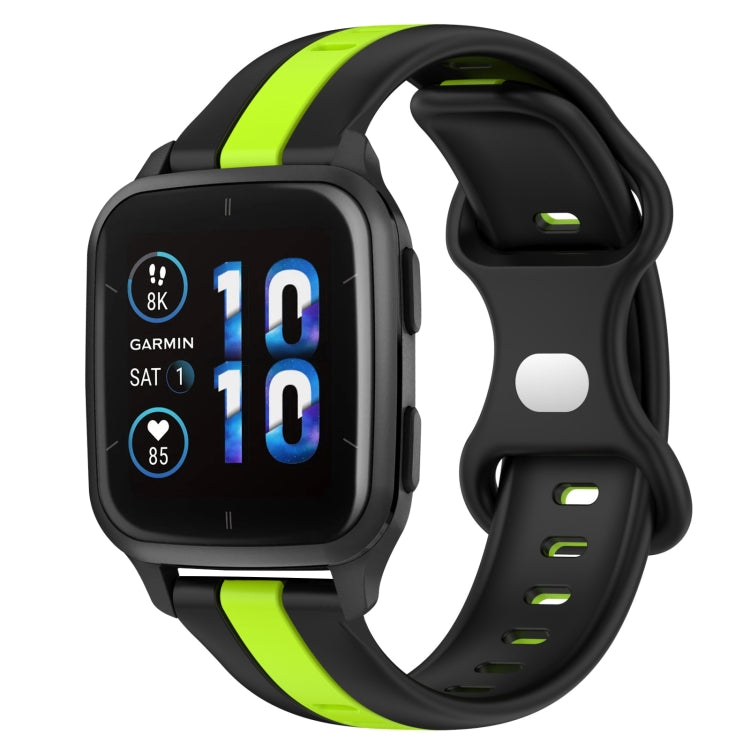 For Garmin Forerunner Sq2 20mm Butterfly Buckle Two-Color Silicone Watch Band