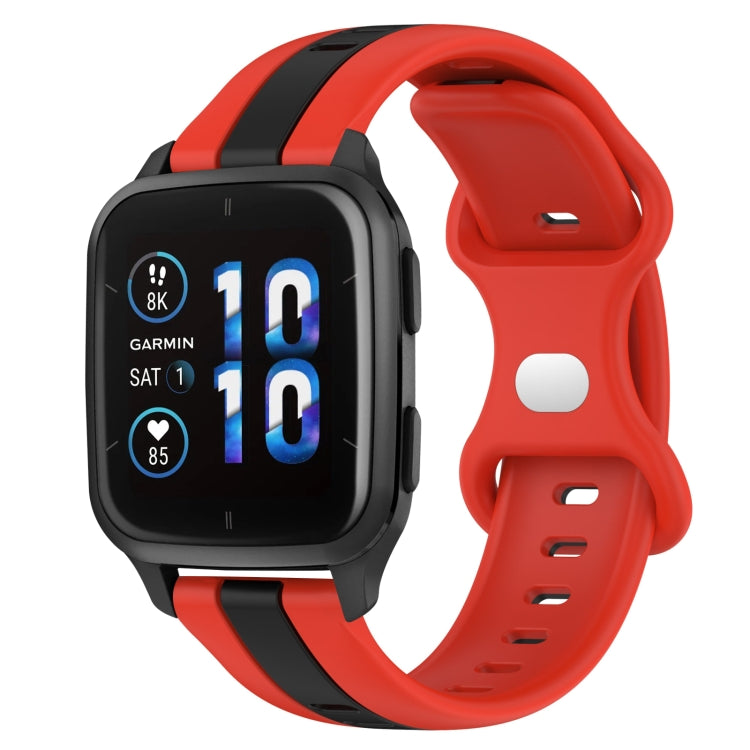 For Garmin Forerunner Sq2 20mm Butterfly Buckle Two-Color Silicone Watch Band