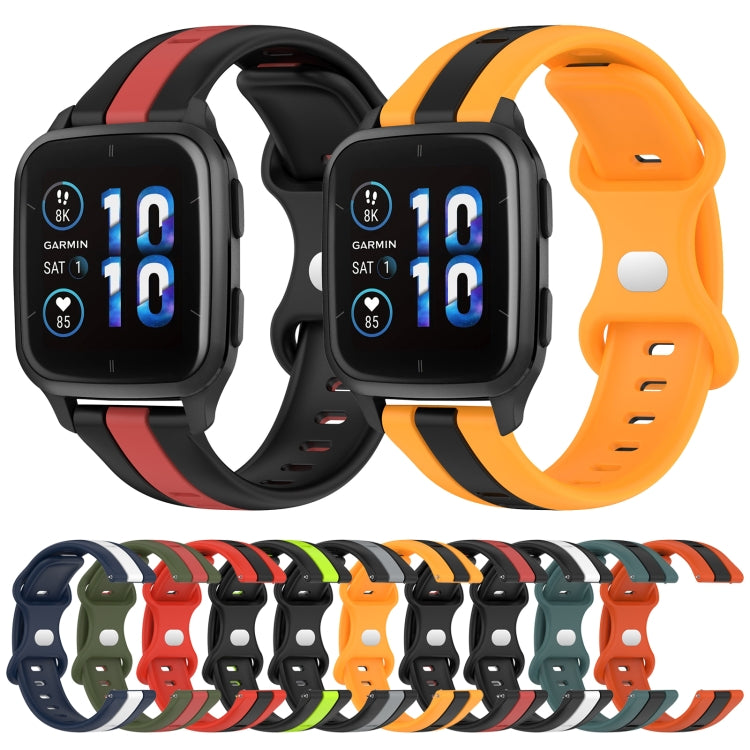 For Garmin Forerunner Sq2 20mm Butterfly Buckle Two-Color Silicone Watch Band