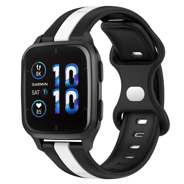 For Garmin Forerunner Sq2 Music 20mm Butterfly Buckle Two-Color Silicone Watch Band