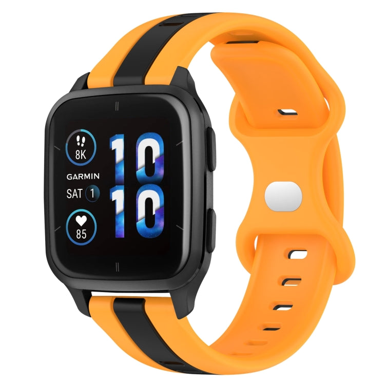 For Garmin Forerunner Sq2 Music 20mm Butterfly Buckle Two-Color Silicone Watch Band