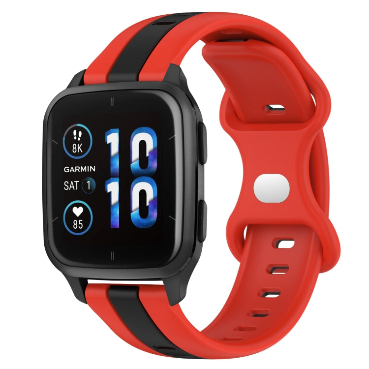 For Garmin Forerunner Sq2 Music 20mm Butterfly Buckle Two-Color Silicone Watch Band