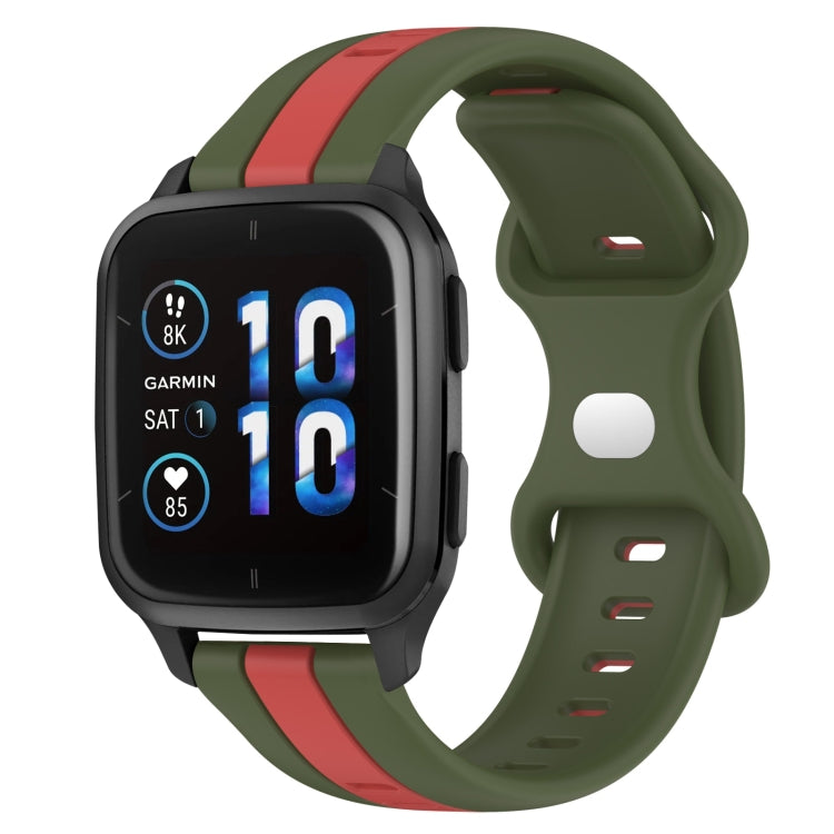 For Garmin Forerunner Sq2 Music 20mm Butterfly Buckle Two-Color Silicone Watch Band