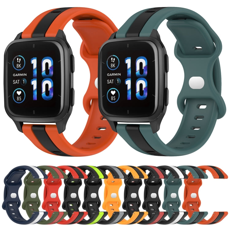 For Garmin Forerunner Sq2 Music 20mm Butterfly Buckle Two-Color Silicone Watch Band