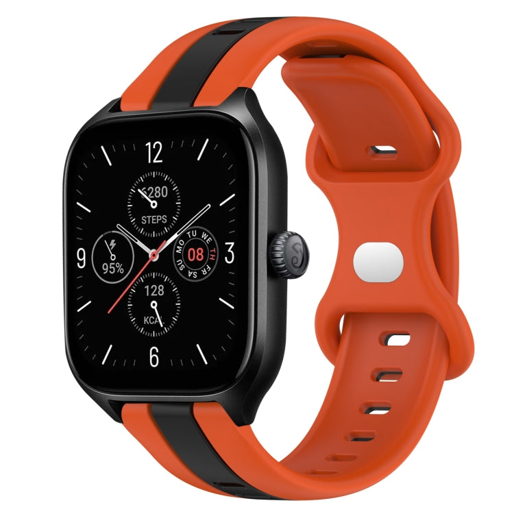 For Amazfit GTS 4 20mm Butterfly Buckle Two-Color Silicone Watch Band