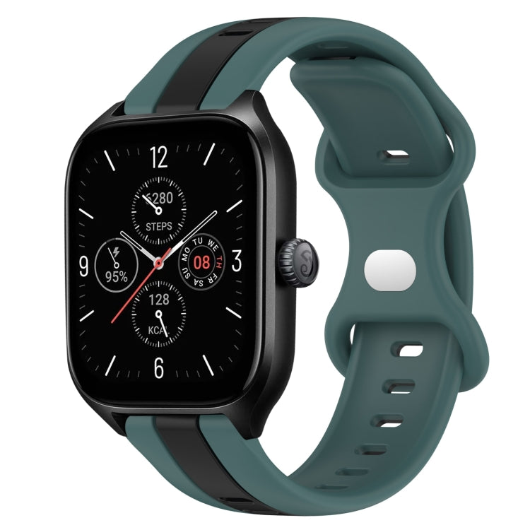 For Amazfit GTS 4 20mm Butterfly Buckle Two-Color Silicone Watch Band