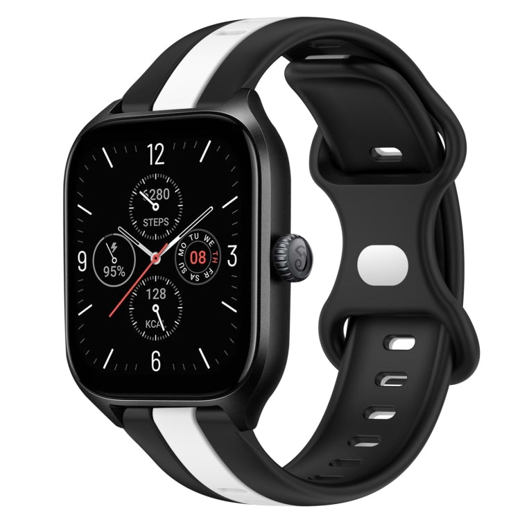 For Amazfit GTS 4 20mm Butterfly Buckle Two-Color Silicone Watch Band