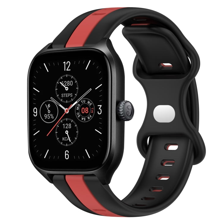 For Amazfit GTS 4 20mm Butterfly Buckle Two-Color Silicone Watch Band