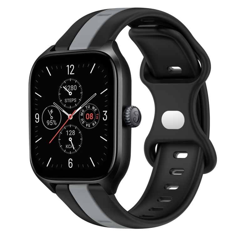 For Amazfit GTS 4 20mm Butterfly Buckle Two-Color Silicone Watch Band
