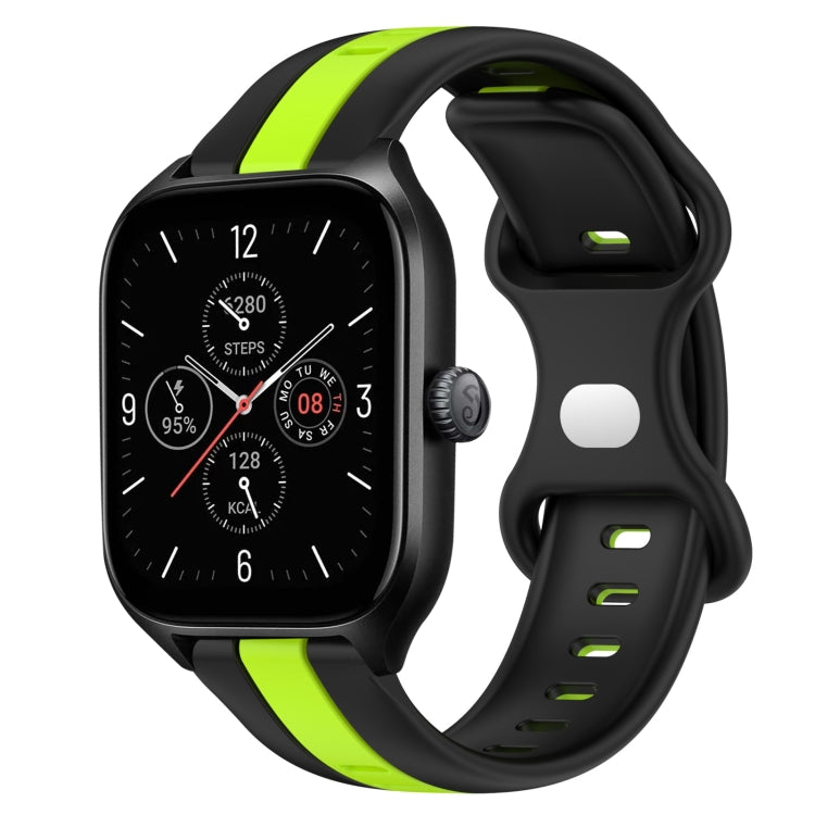 For Amazfit GTS 4 20mm Butterfly Buckle Two-Color Silicone Watch Band