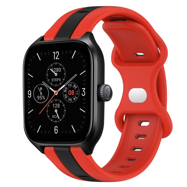 For Amazfit GTS 4 20mm Butterfly Buckle Two-Color Silicone Watch Band