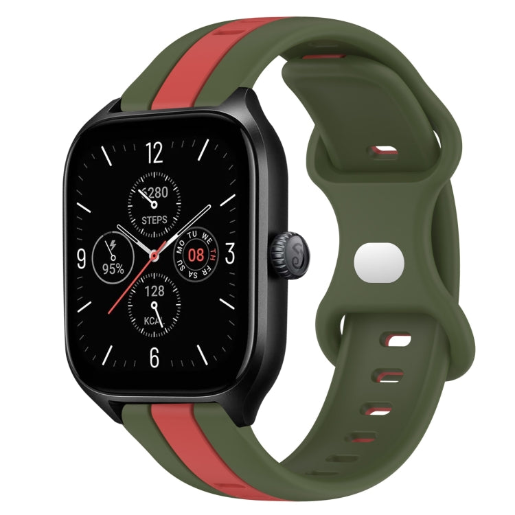 For Amazfit GTS 4 20mm Butterfly Buckle Two-Color Silicone Watch Band