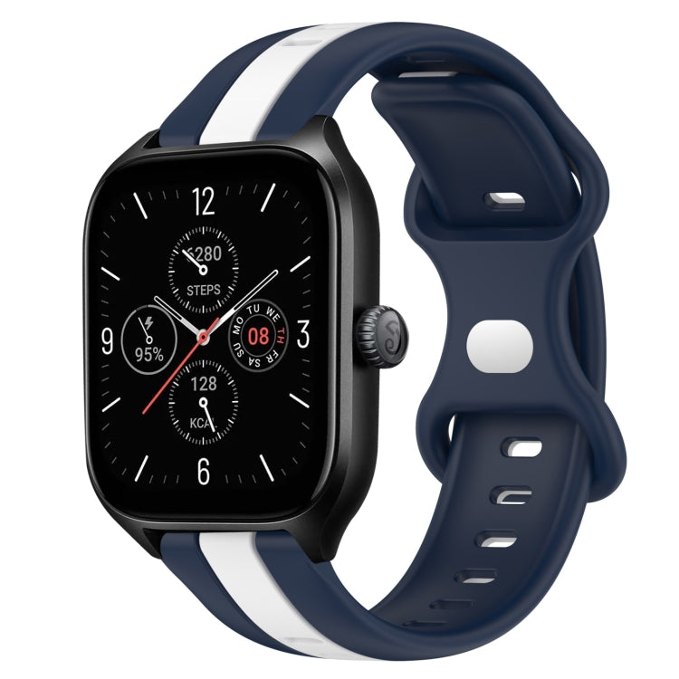 For Amazfit GTS 4 20mm Butterfly Buckle Two-Color Silicone Watch Band