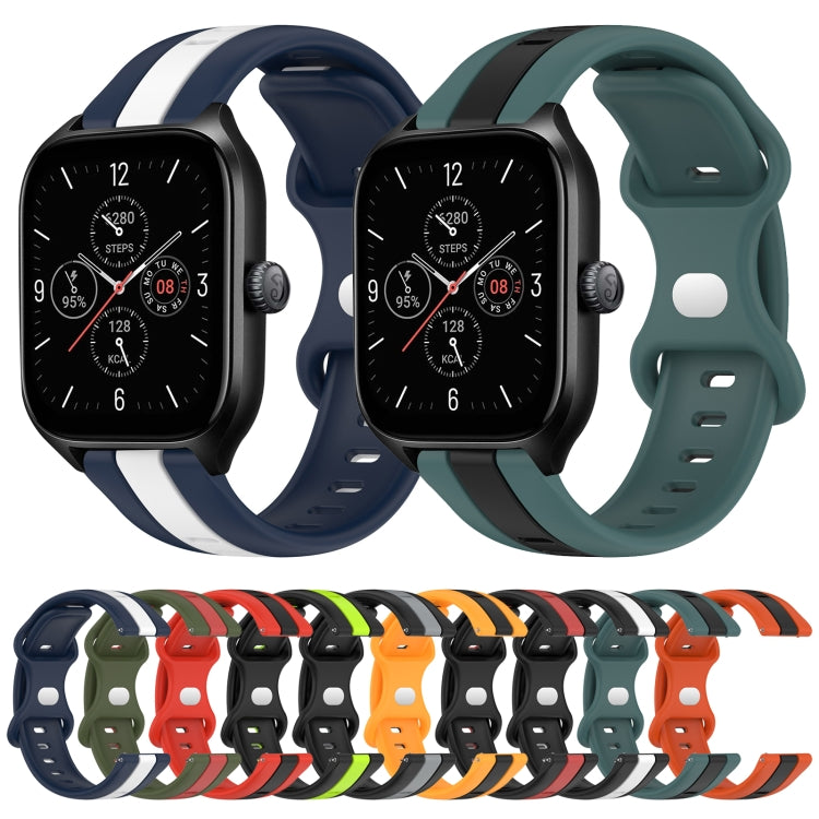 For Amazfit GTS 4 20mm Butterfly Buckle Two-Color Silicone Watch Band